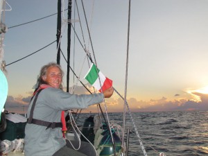 Changing the courtesy flag at sunset on the second day