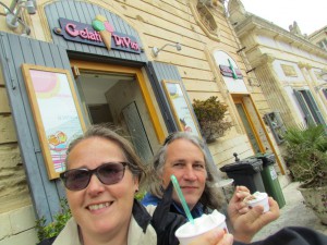 Pear and moscato for me, pear and carob for Colin. Nom nom