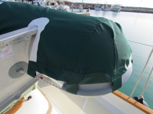 The cord tunnel fits snuggly around the tube ends with a D-ring patch to tie on to