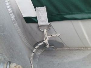 D-ring patches used to anchor the covers on the inside of the dinghy