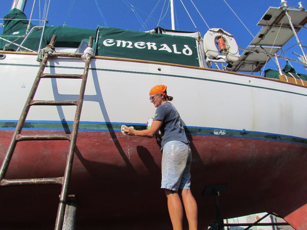 Preparing for painting the boot top stripe