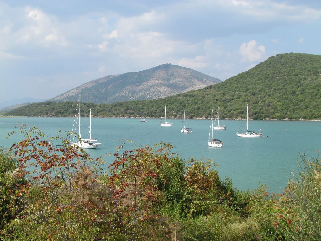 A busy Igoumenitsa. Spot the charter boat directly upwind of us!