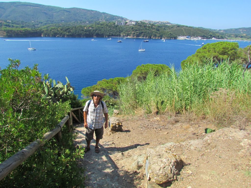 Walking the coastal path, the anchorage in the background