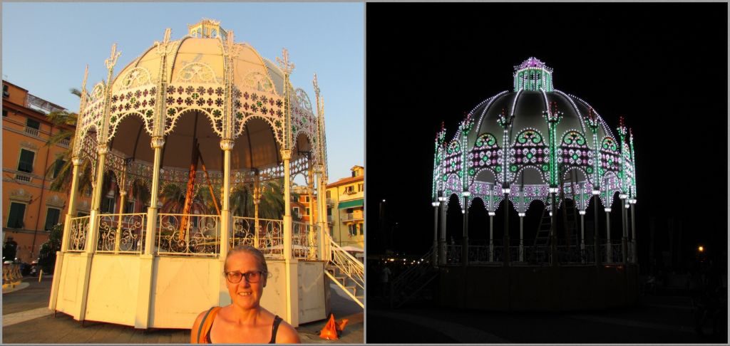Lerici's bandstand - at night it lit up in my favourite colours!